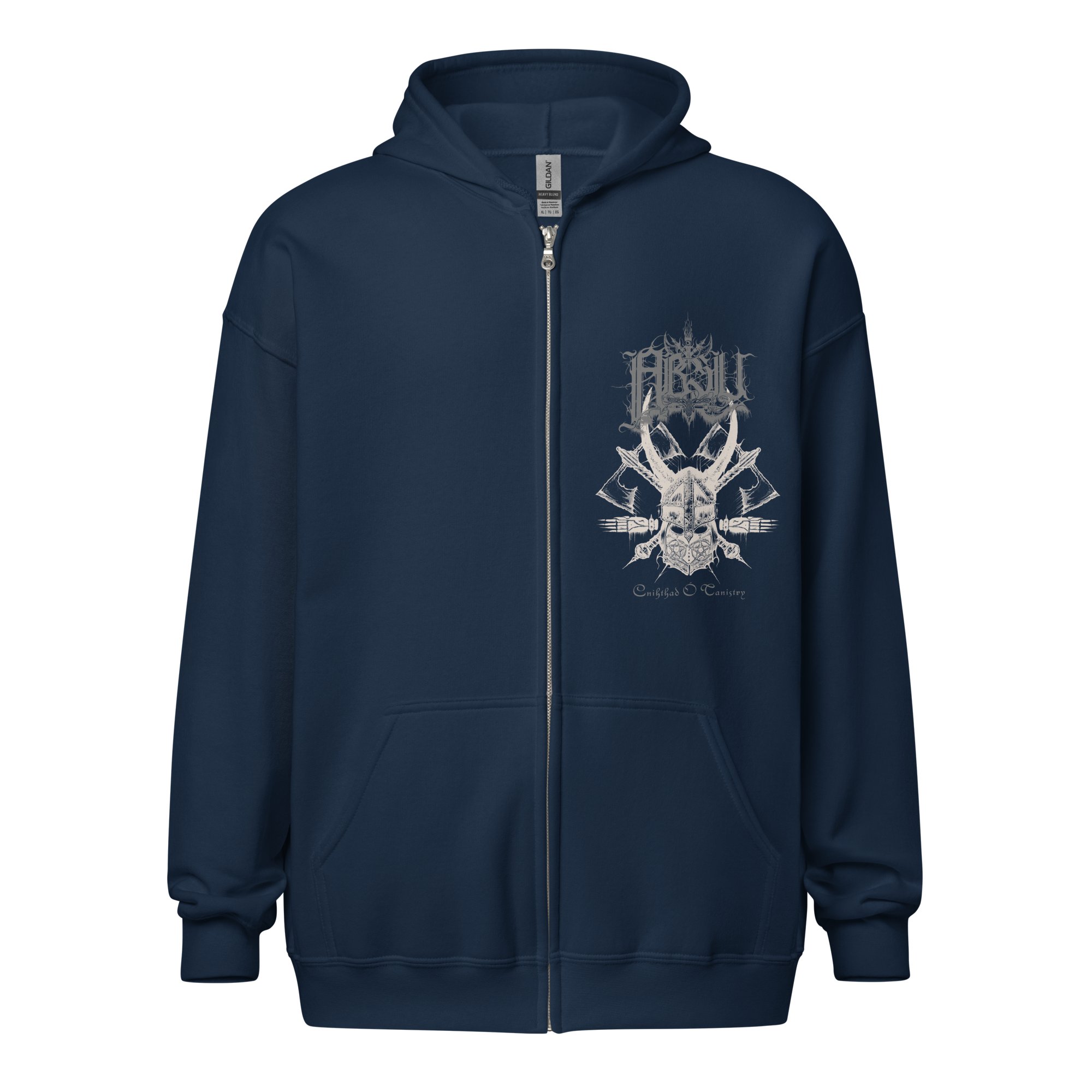 Y－Toby ABSU - CNIHTHAD Ó TANISTRY - ZIP HOODIE - WHITE & GREY